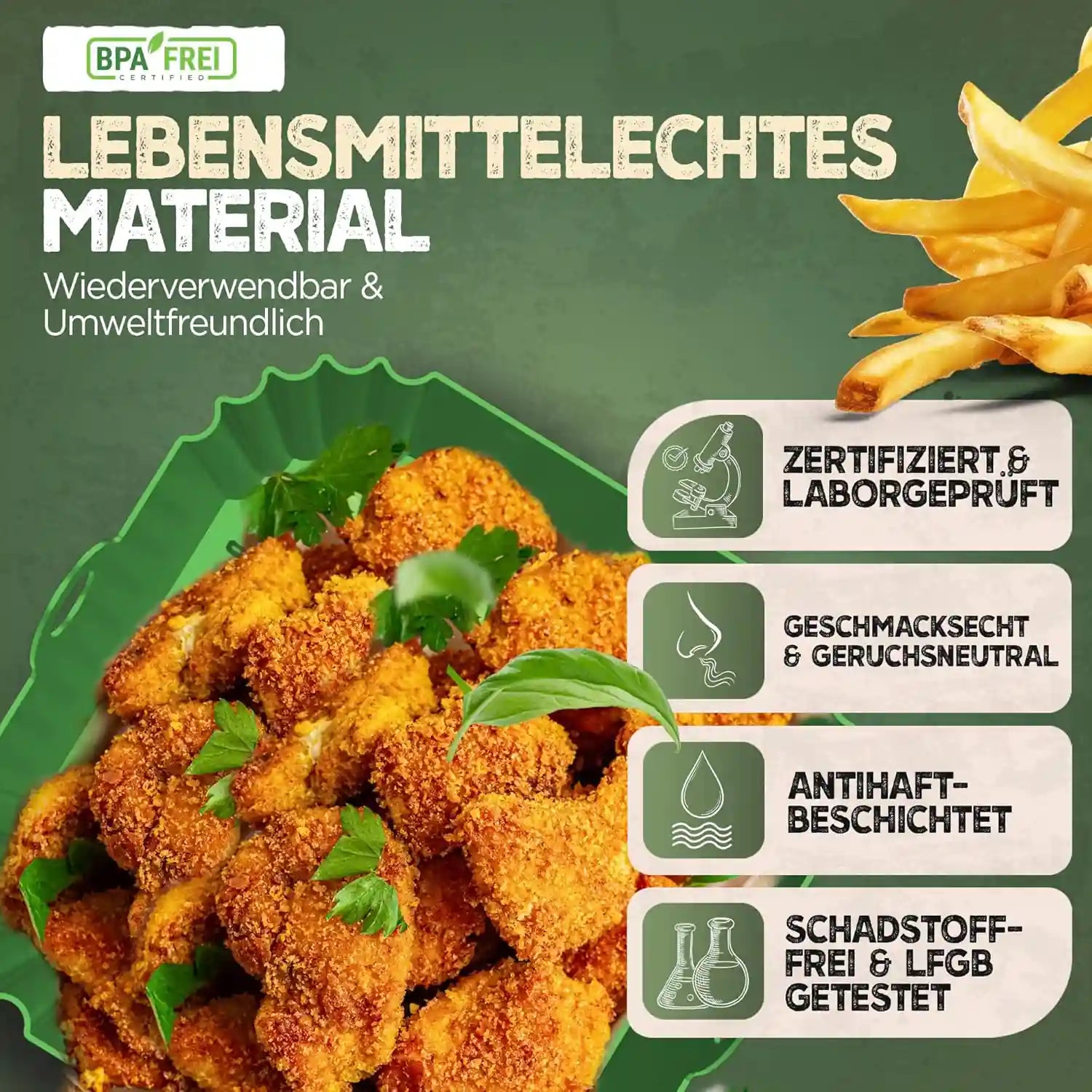 3er Set Silikonformen für Heißluftfritteuse & Airfryer – BPA-frei