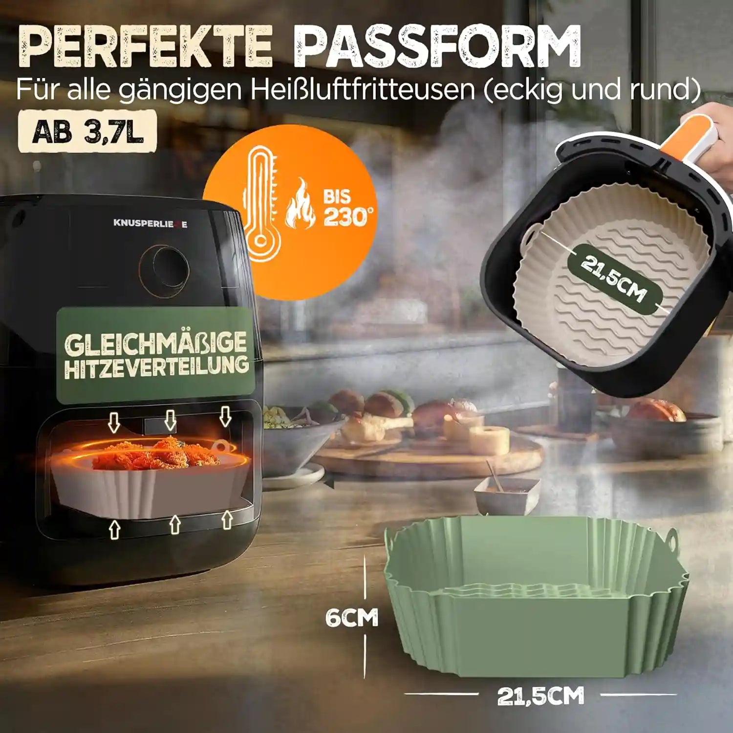 3er Set Silikonformen für Heißluftfritteuse & Airfryer – BPA-frei