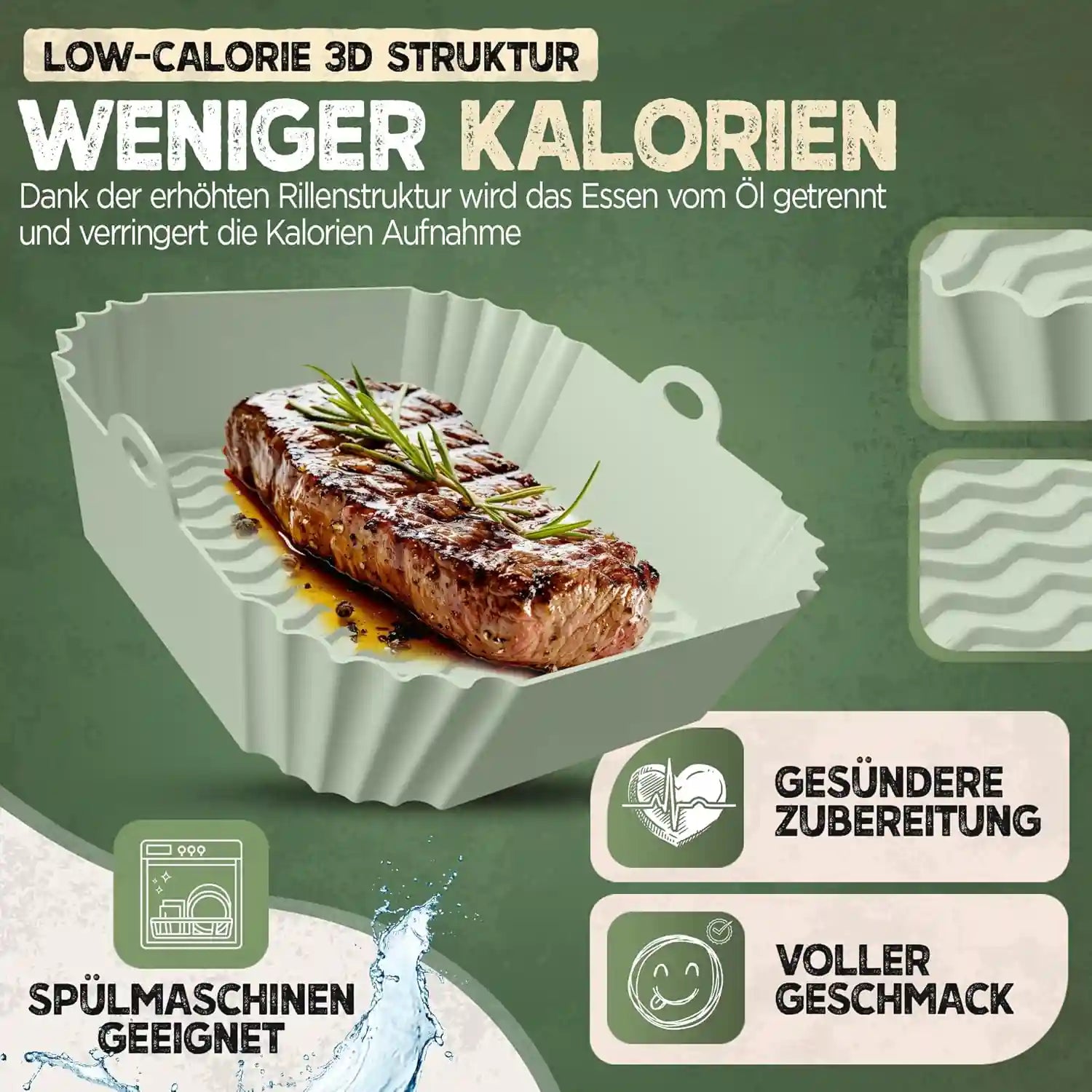 3er Set Silikonformen für Heißluftfritteuse & Airfryer – BPA-frei