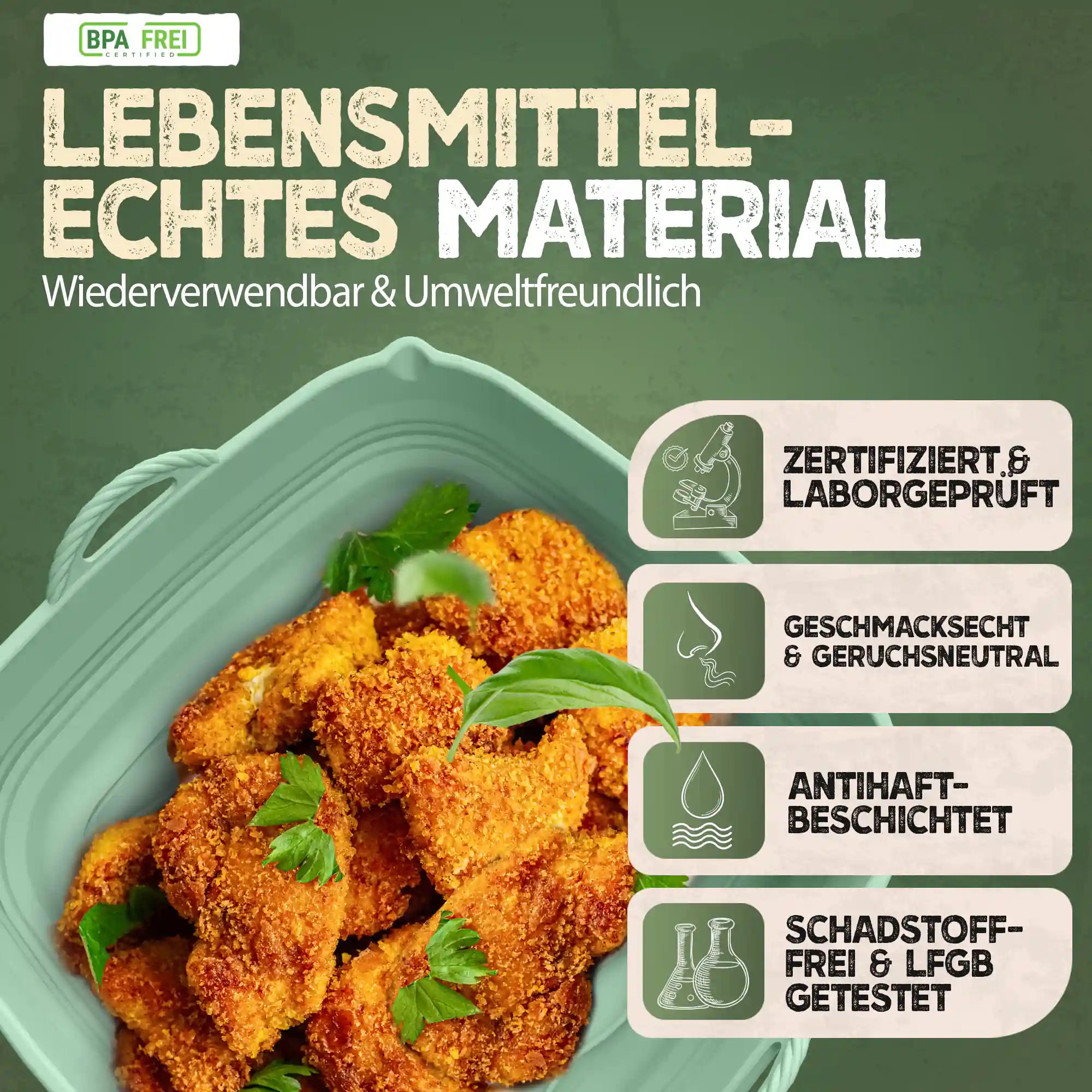 Faltbares Silikonformen Set für eckige Heißluftfritteusen 5-8L