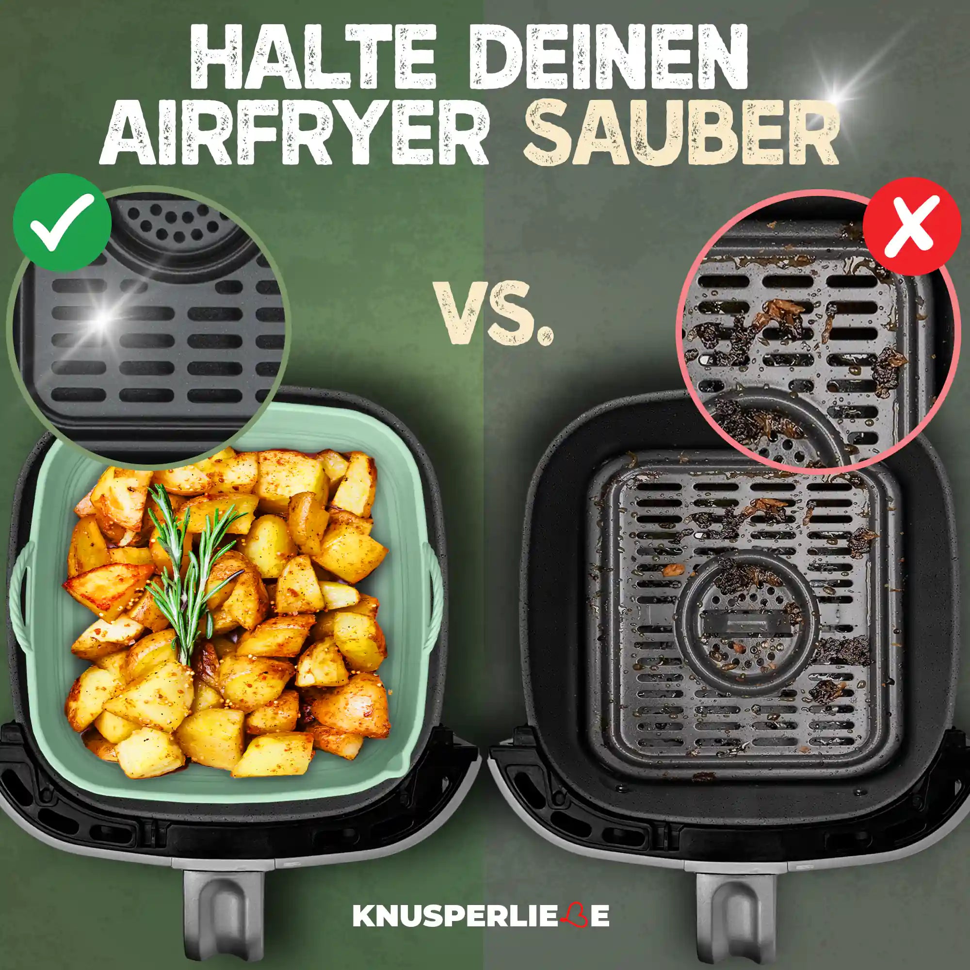 Faltbares Silikonformen Set für eckige Heißluftfritteusen 5-8L