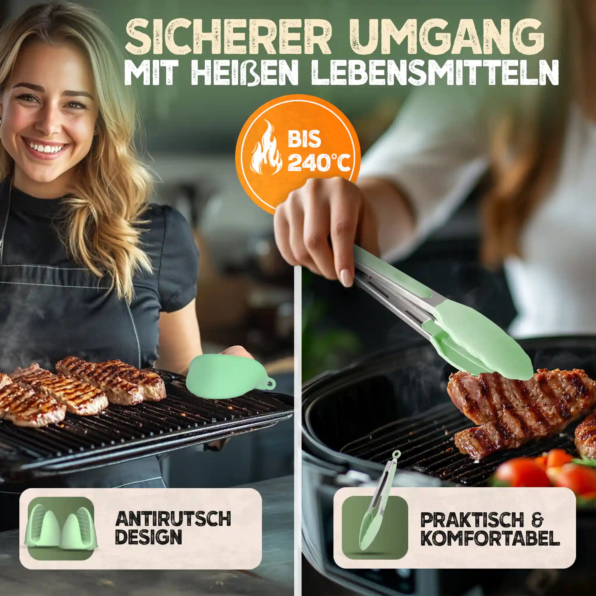 Faltbares Silikonformen Set für eckige Heißluftfritteusen 5-8L