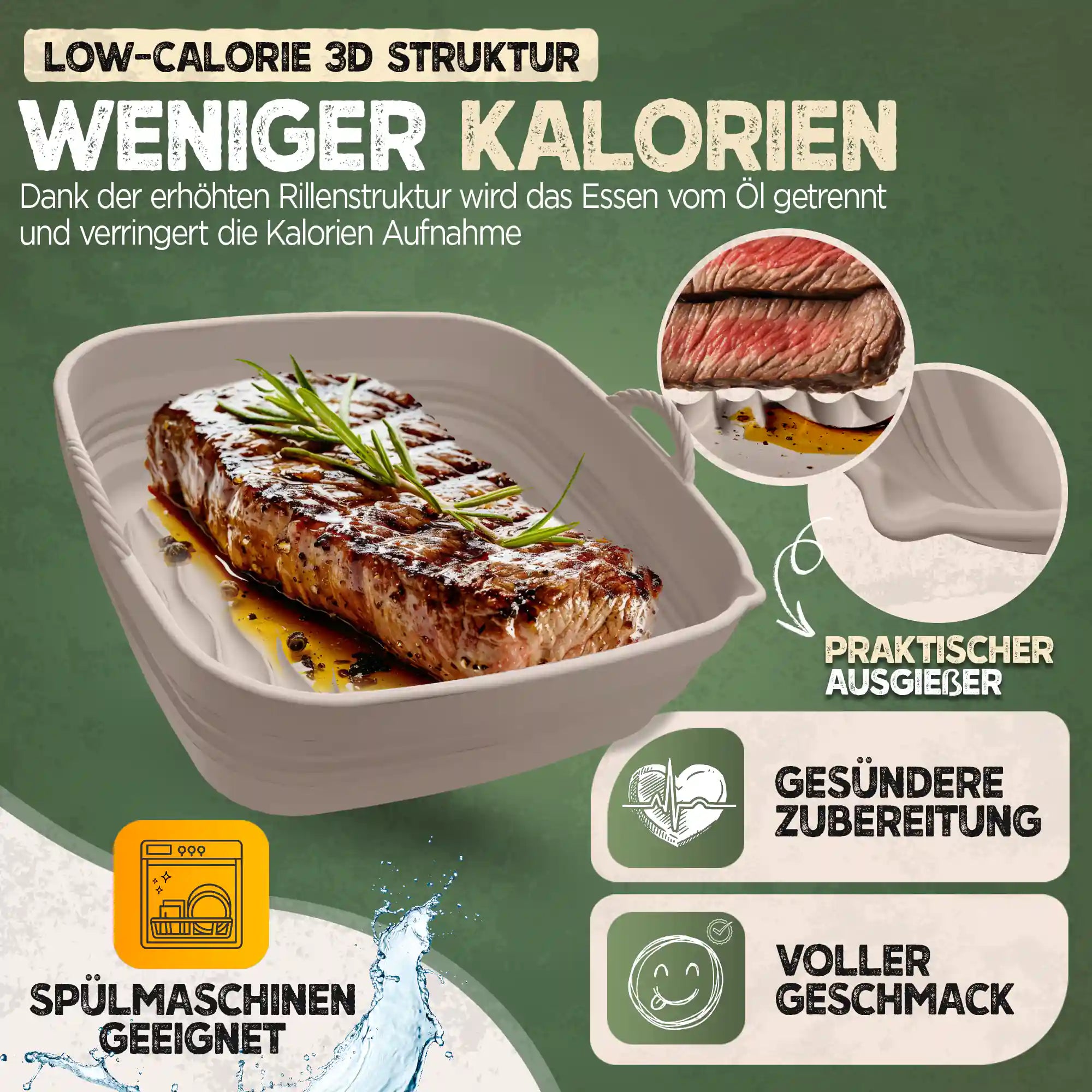 Faltbares Silikonformen Set für eckige Heißluftfritteusen 5-8L