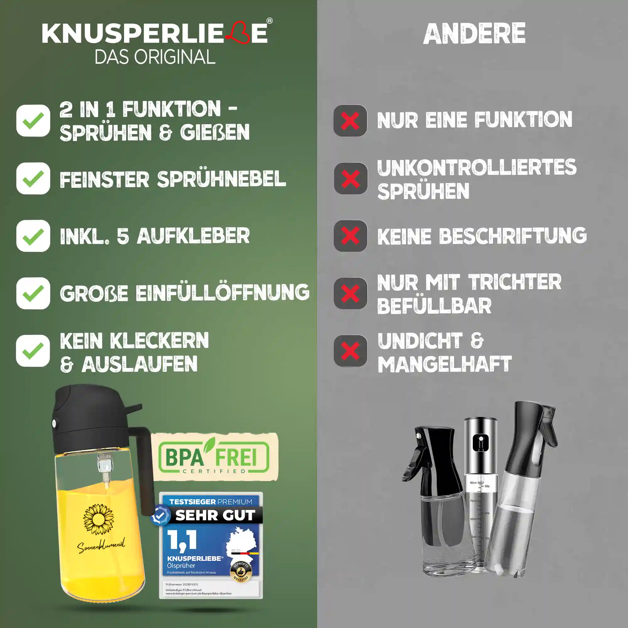Ölsprüher 2-in-1 für Airfryer & Küche