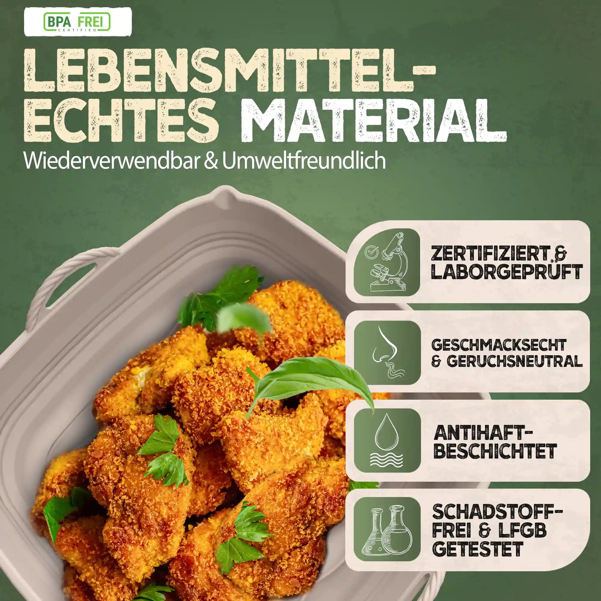 Faltbares Silikonformen Set für eckige Heißluftfritteusen 5-8L
