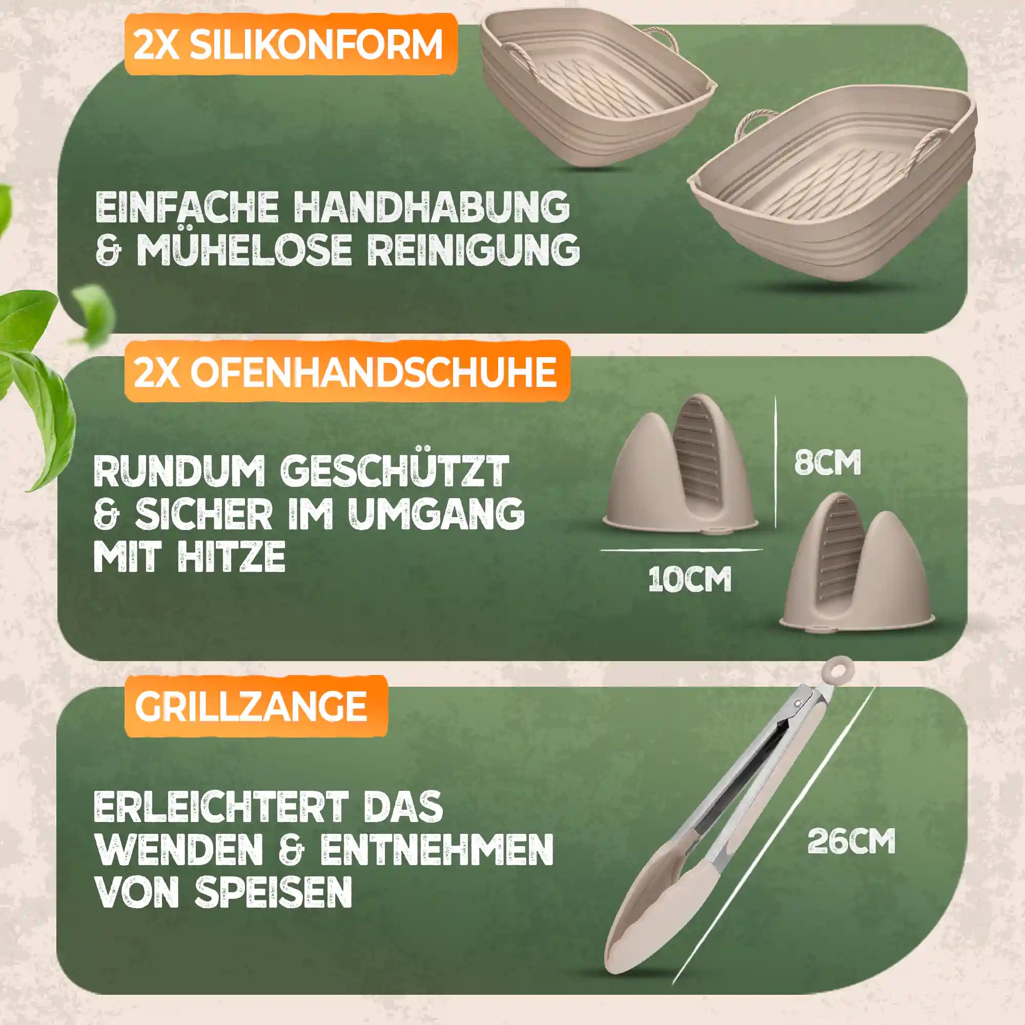 Faltbares Silikonformen Set für eckige Heißluftfritteusen 5-8L