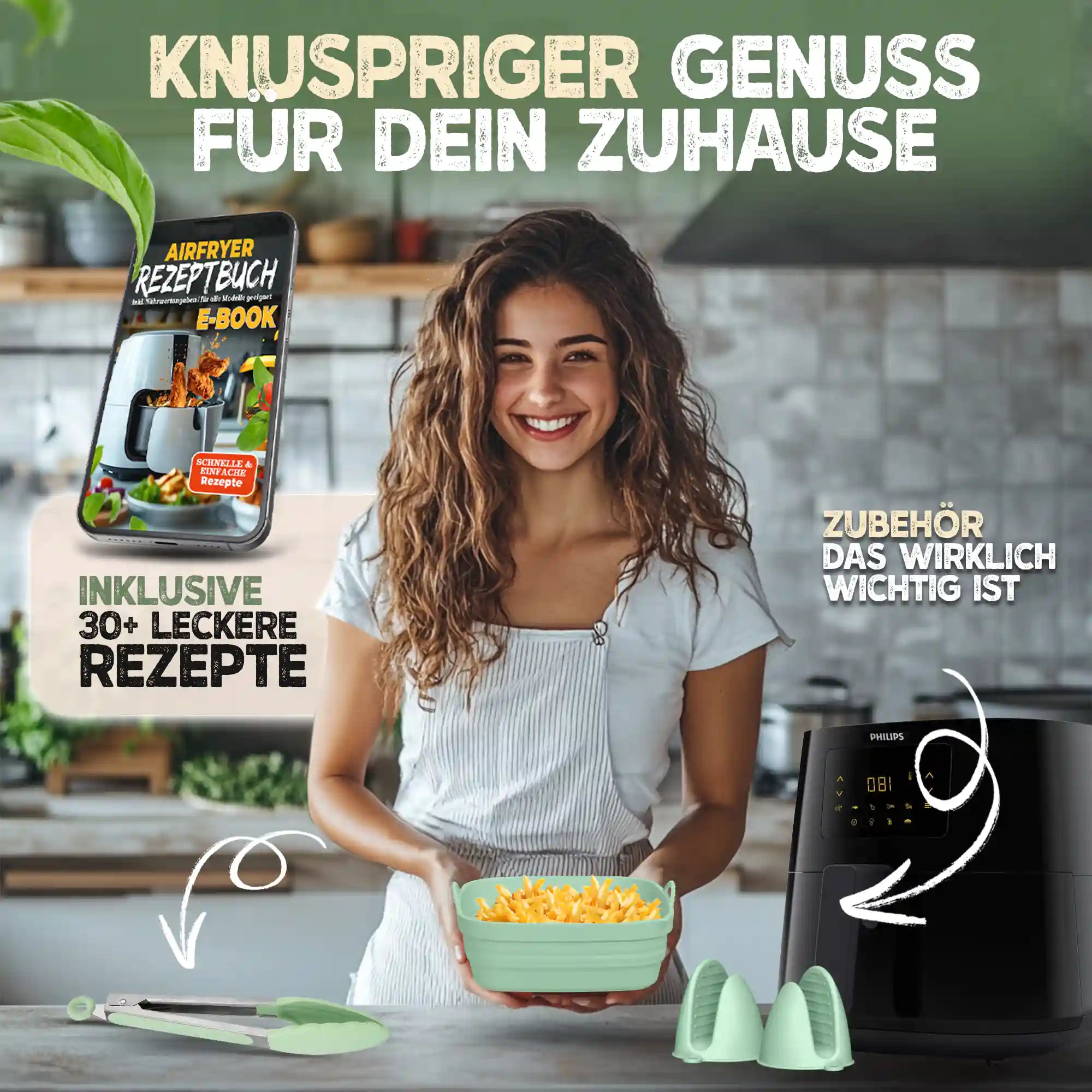 Faltbares Silikonformen Set für eckige Heißluftfritteusen 5-8L