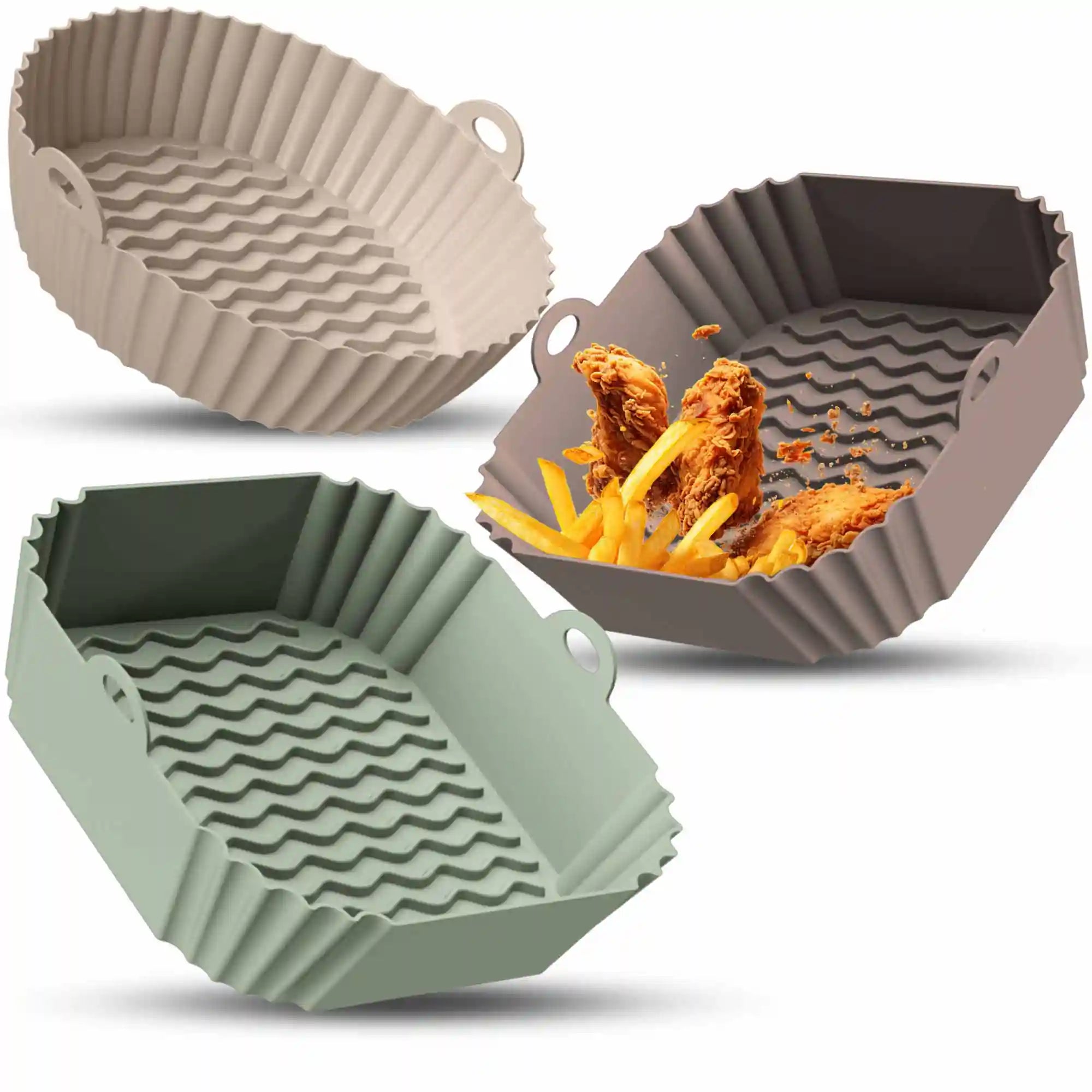 3er Set Silikonformen für Heißluftfritteuse & Airfryer – BPA-frei