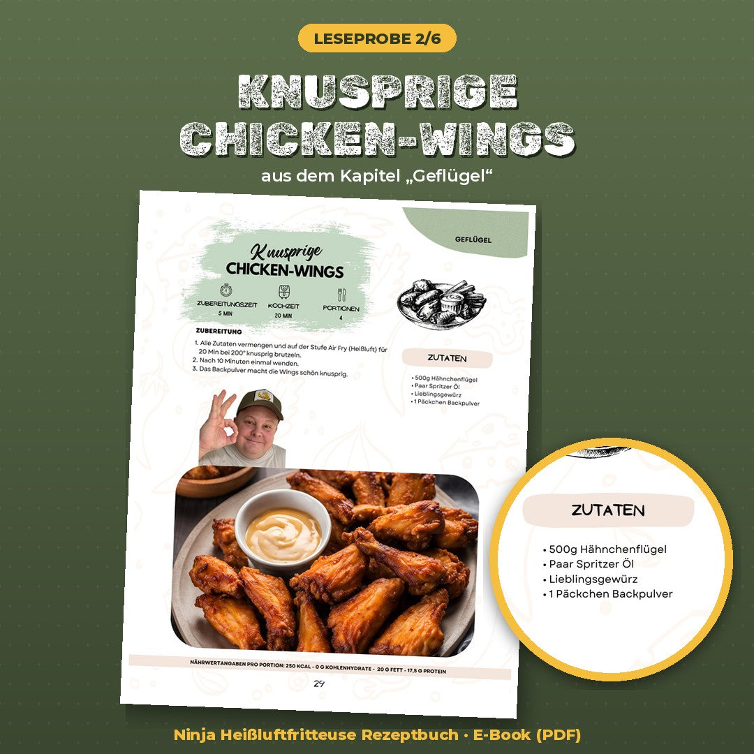 Leseprobe Airfryingkowa Rezept knusprige Chicken-Wings aus der Heißluftfritteuse