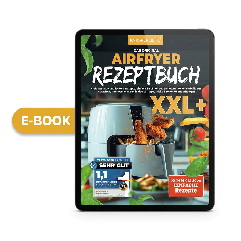 KNUSPERLIEBE Airfryer Rezeptbuch E-Book auf Tablet