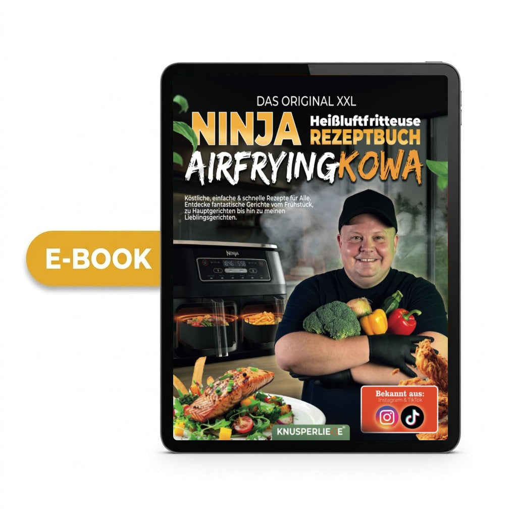 Ninja Heißluftfritteuse Rezeptbuch Airfryingkowa E-Book auf Tablet